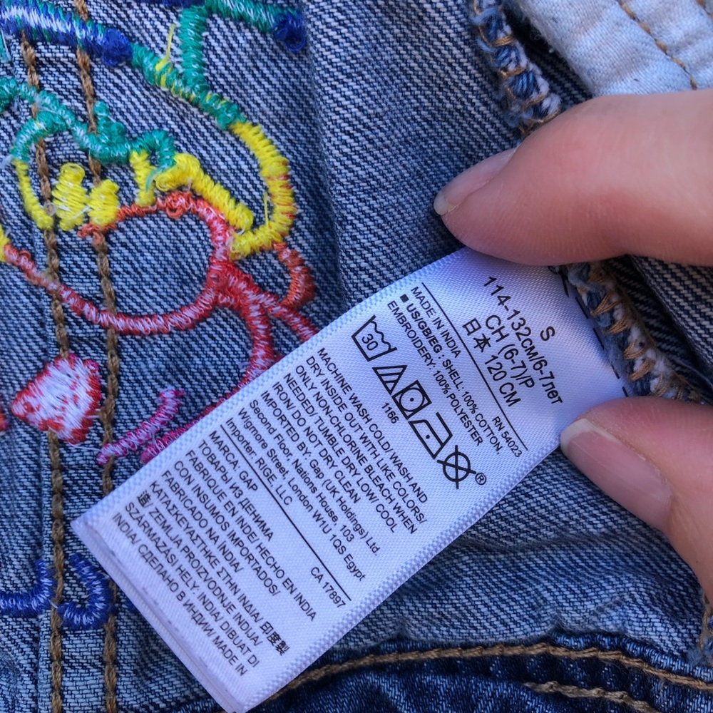 the Smurfs/GAP Kids Rainbow jean jacket sz 6-7 years Small S unique girls coat 🌈 - Picture 10 of 11